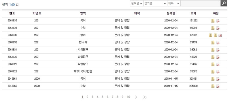 수능 기출문제 다운로드