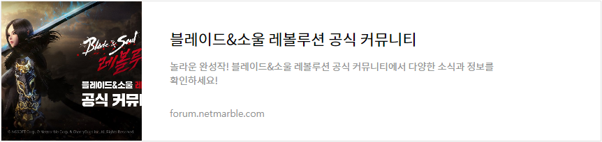 블레이드앤소울레볼루션 커뮤니티