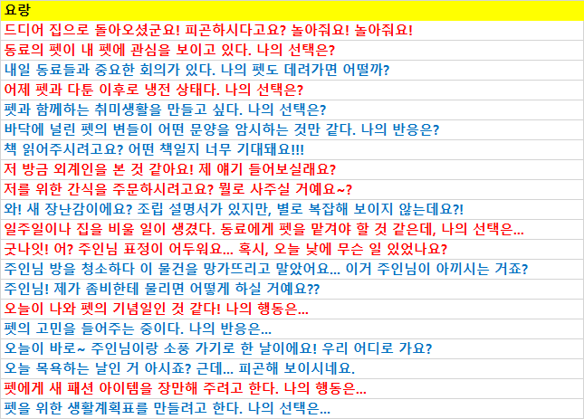 요랑 호감도 족보